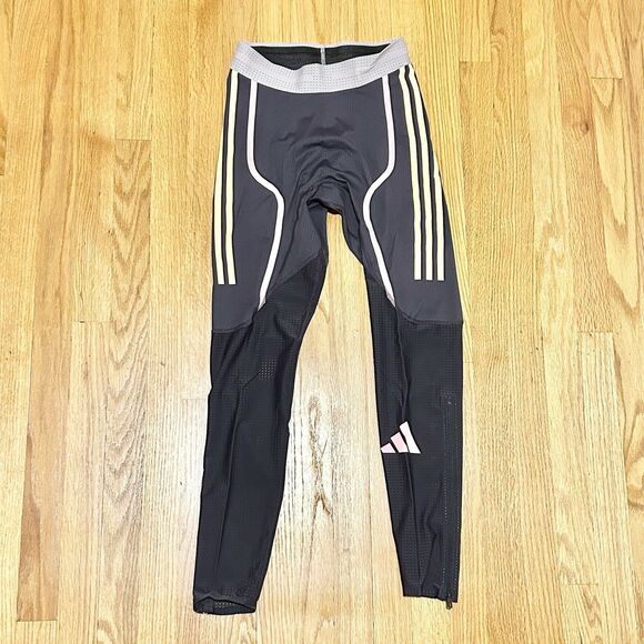 Adidas Pro Elite Promo Men Size S-L Aurora Black Yellow Pink Running Long Tights - Picture 1 of 8